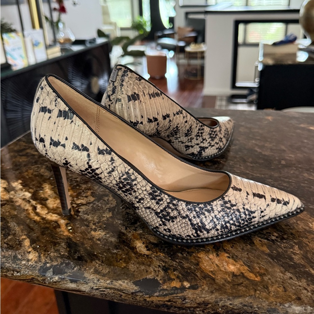 Coach Black and Cream Snakeskin Heels